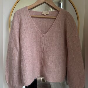 Sezane Pink Mohair Blend V-Neck Button Cardigan, M